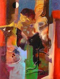 Musician oil painting