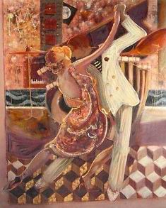 Musician oil painting