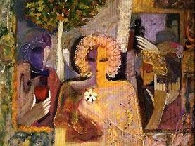 Musician oil painting