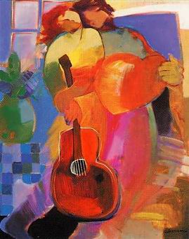 Musician oil painting