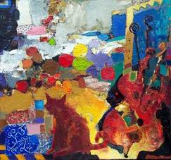 Musician oil painting