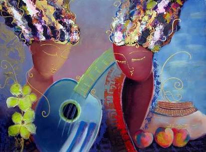 Musician oil painting