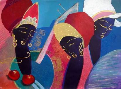 Musician oil painting