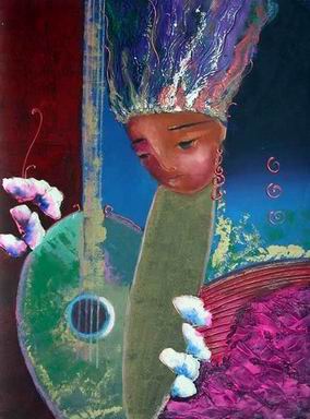 Musician oil painting