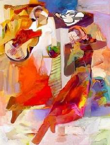 Musician oil painting