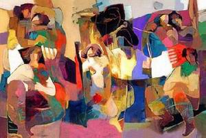 Musician oil painting