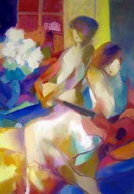 Musician oil painting