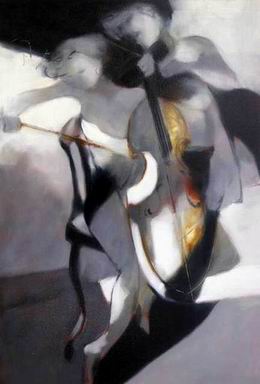 Musician oil painting